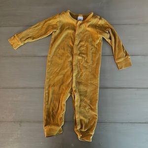 Ribbed Button Down Onesie Mustard Colored